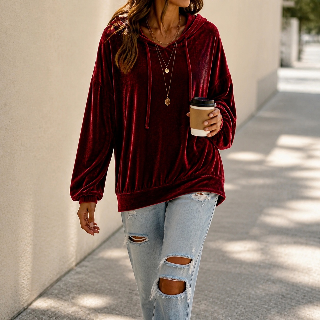 Winter Clothing Drawing - Hoodie Fleece Lengan Panjang Wanita dengan