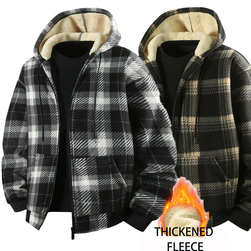 Winter Clothing Pk - Jaket Kemeja Kotak-kotak Berlapis Fleece Kasual